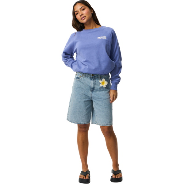 2026 Rip Curl Womens Surf Puff Raglan Relaxed Crew Sweatshirt 0EWWFL - Mid Blue